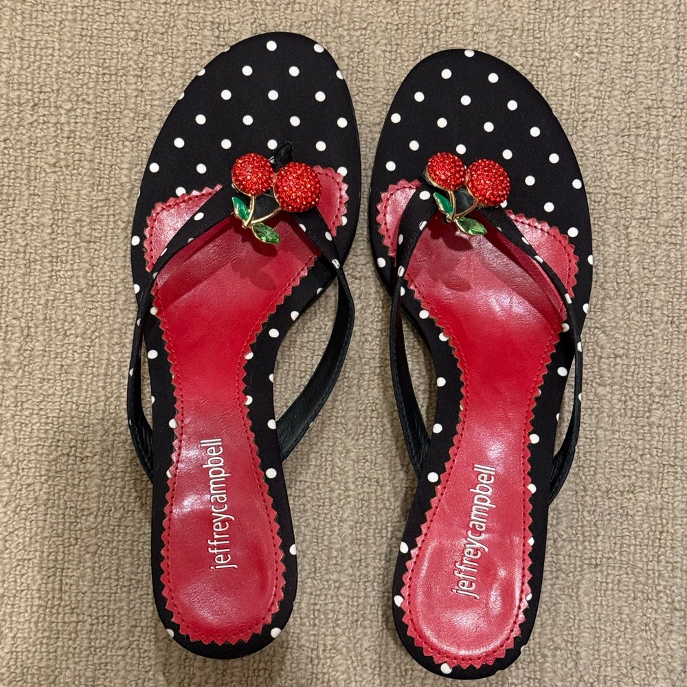 Jeffrey Campbell Black and Red Slide Sandals